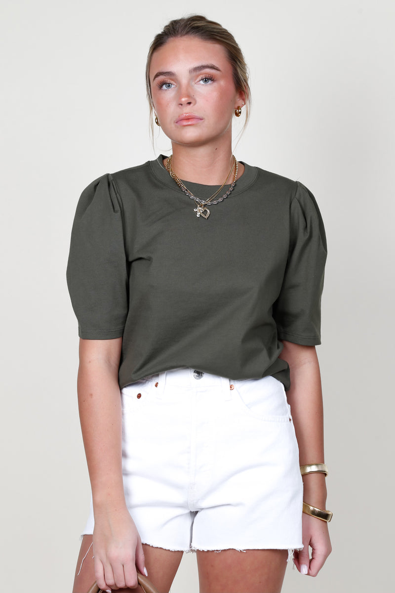 FRAME| Draped Femme Tee - Fatigue