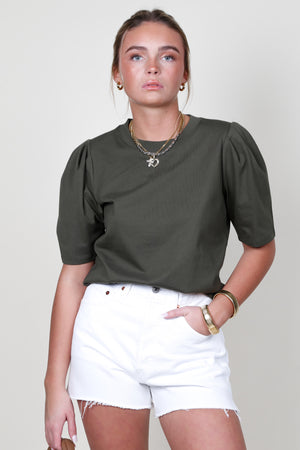 FRAME| Draped Femme Tee - Fatigue