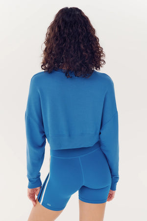 SPLITS59 | Noah Fleece Crop Sweatshirt - Stone Blue