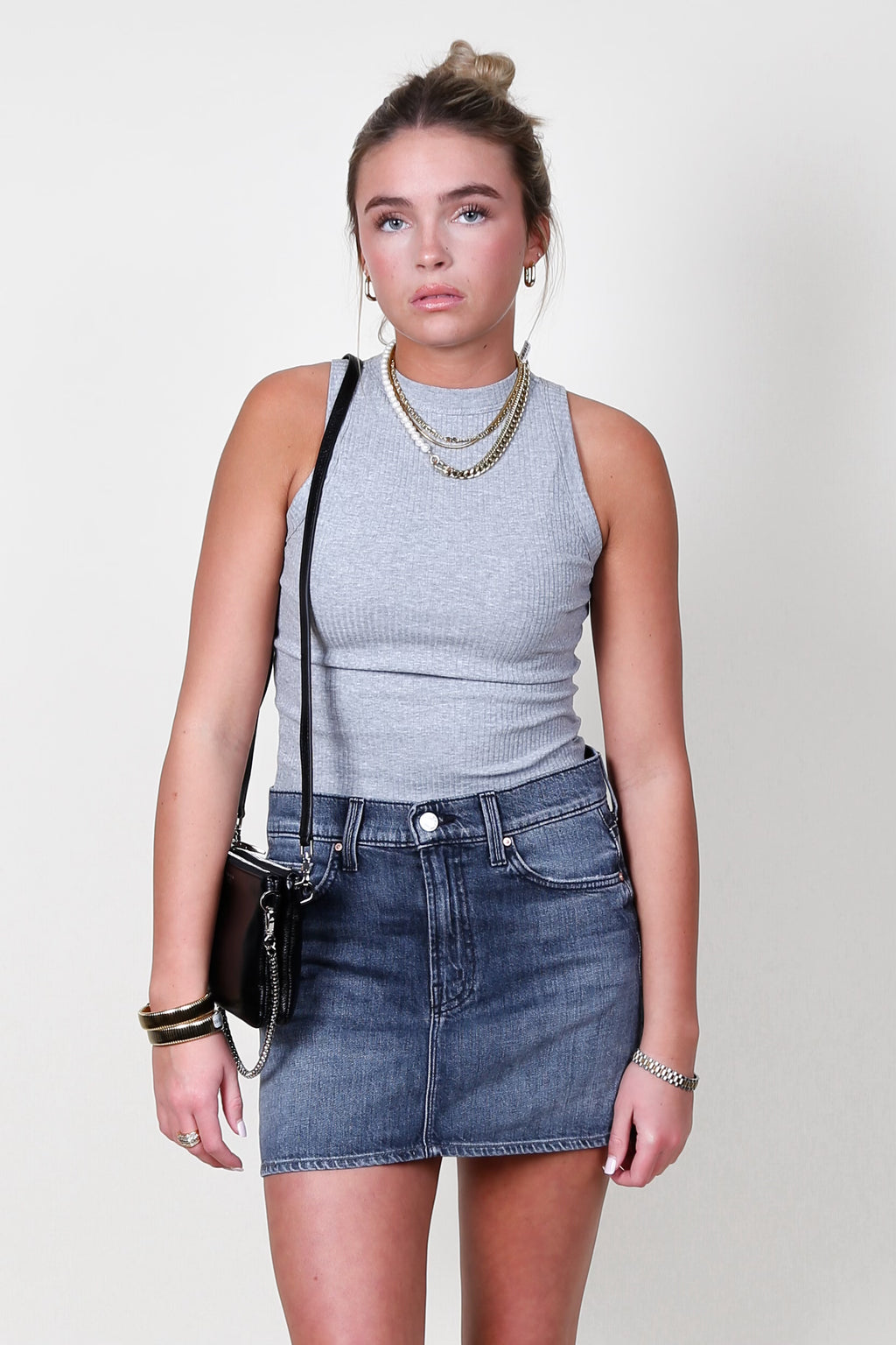 Racer Back Rib Tank - Grey
