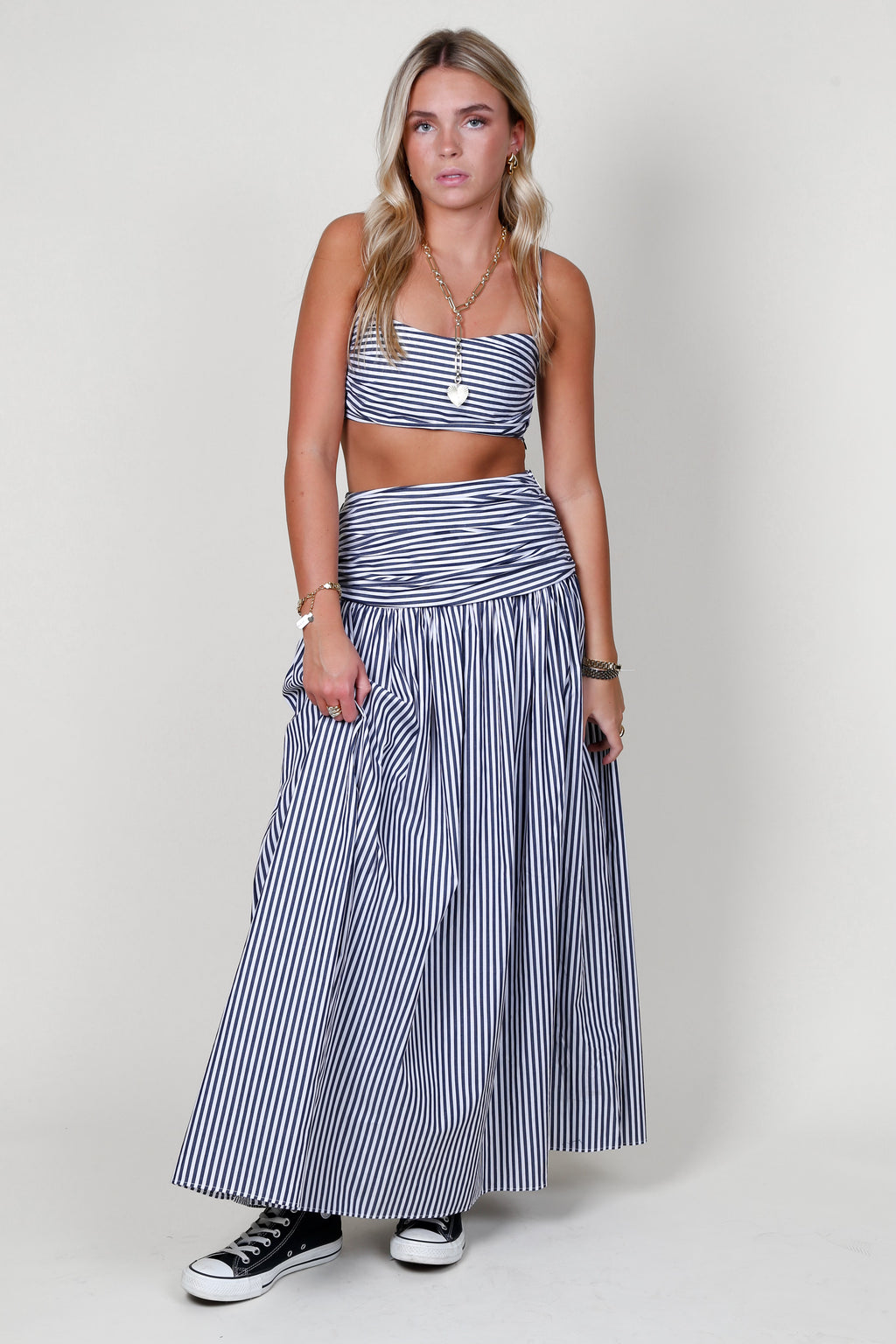 Rosalyn Maxi Skirt - Navy Stripe