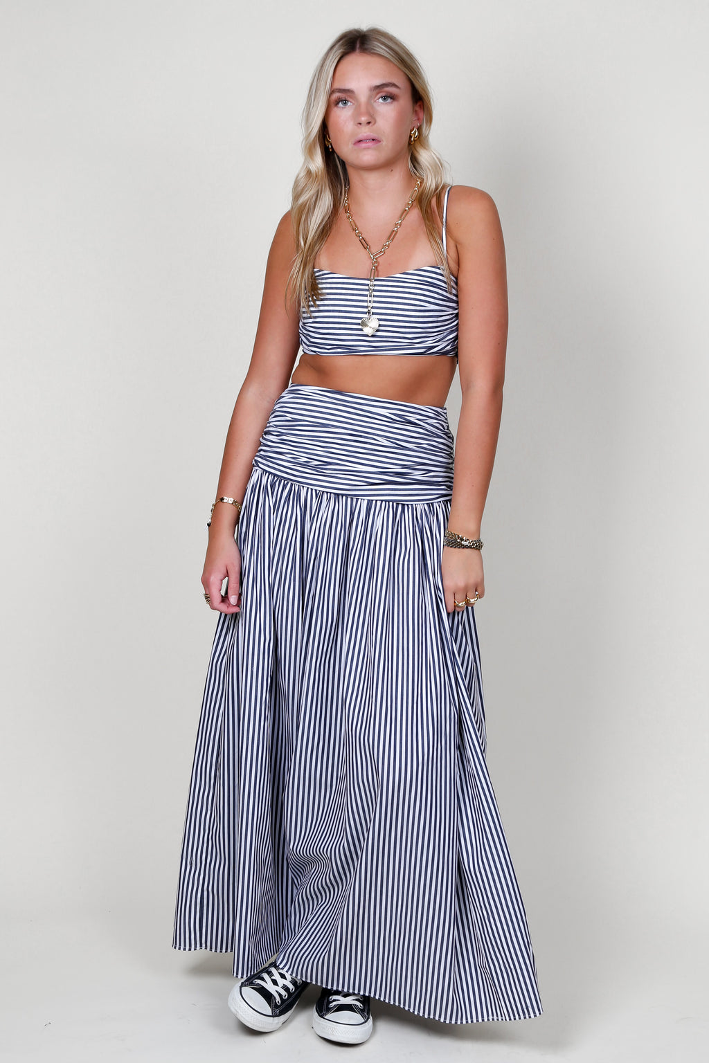 Rosalyn Maxi Skirt - Navy Stripe