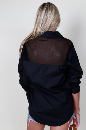 SELF CONTRAST | Christabel Mesh Shacket - Black