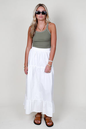 SELF CONTRAST | Taylee Full Maxi Skirt - White