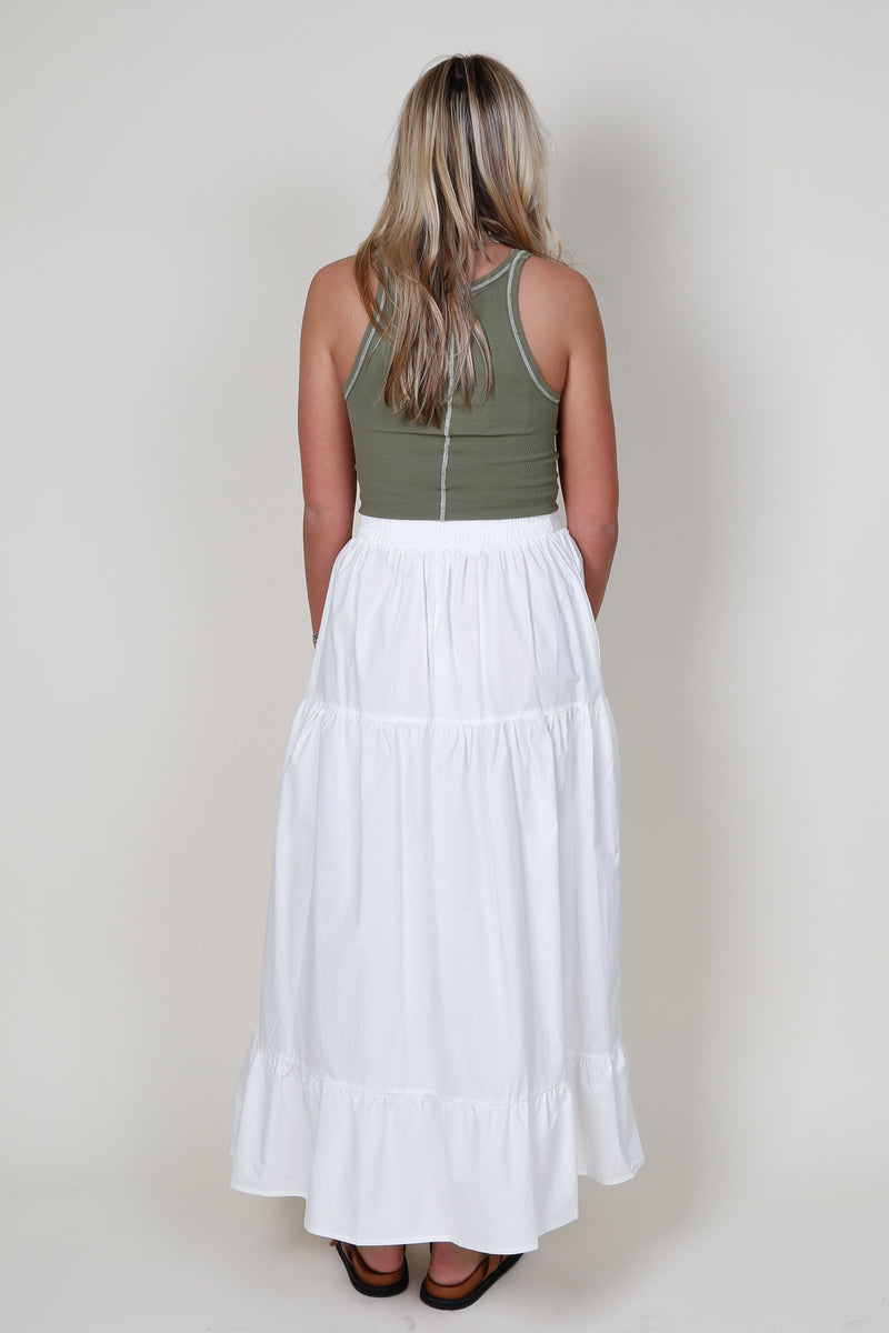 SELF CONTRAST | Taylee Full Maxi Skirt - White