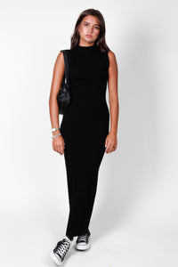 ENZA COSTA | Silk Sweater Knit Mockneck Dress - Black