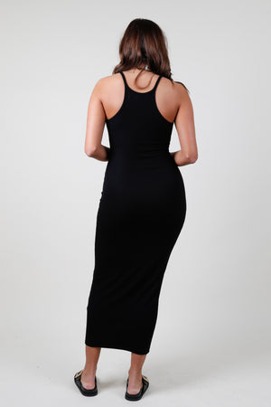 ENZA COSTA | Silk Knit U Neck Maxi Dress - Black