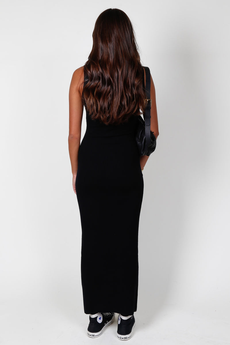 ENZA COSTA | Silk Sweater Knit Mockneck Dress - Black