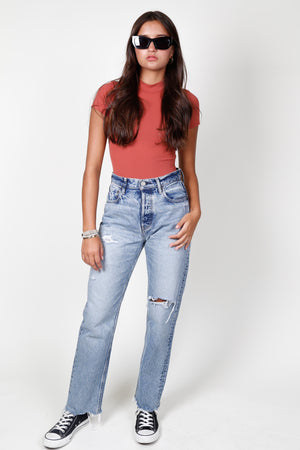 Mock Neck Double Layered Bodysuit - Marsala