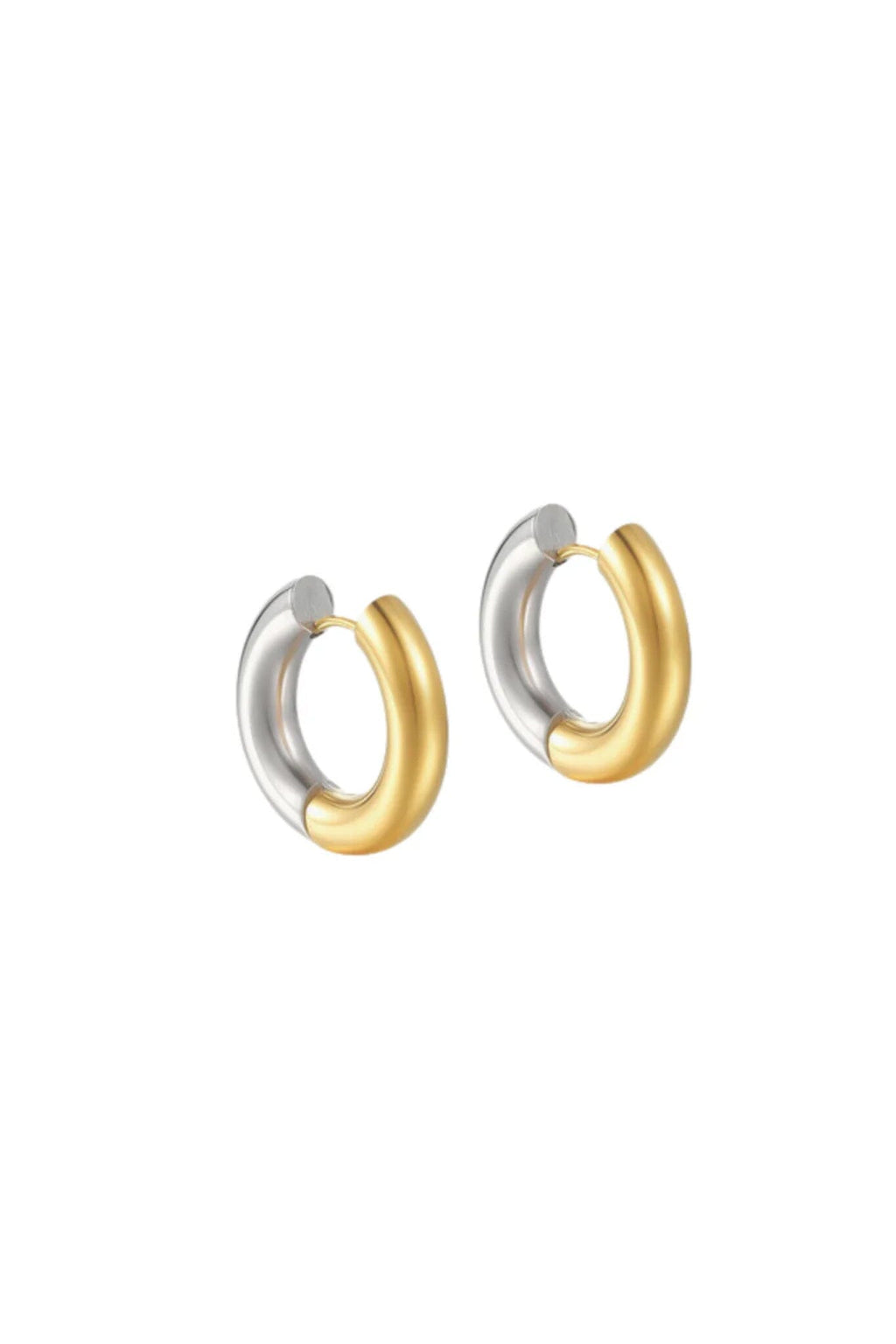 LIVIE | Thick Hoop Earring - Two Toned