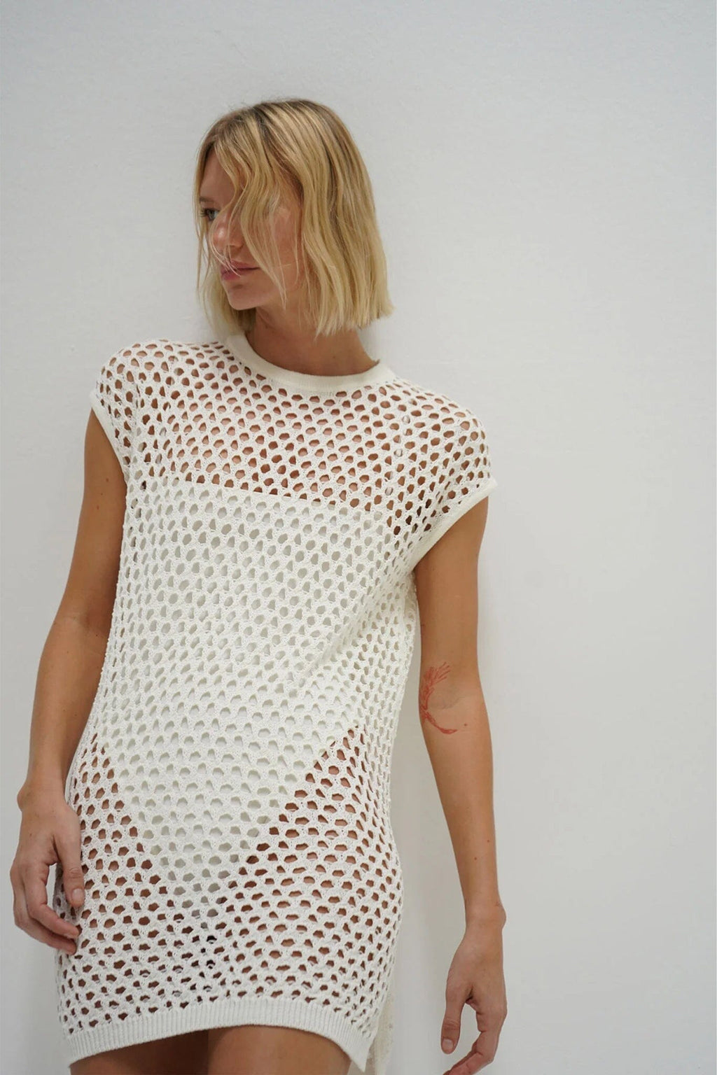 LNA | Trey Open Knit Mini Dress - Ivory