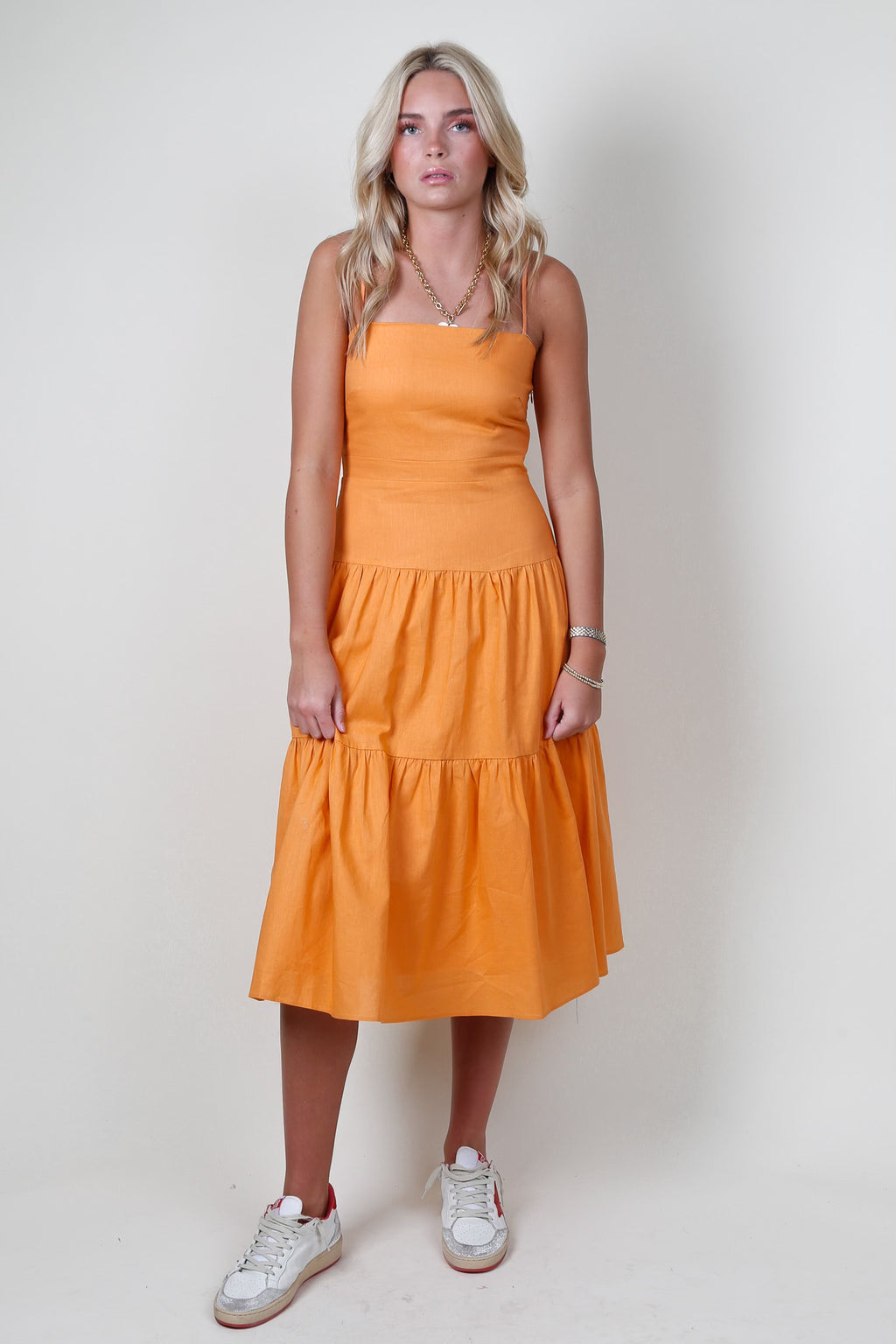LUCY PARIS | Jill Drop Waist Dress - Orange