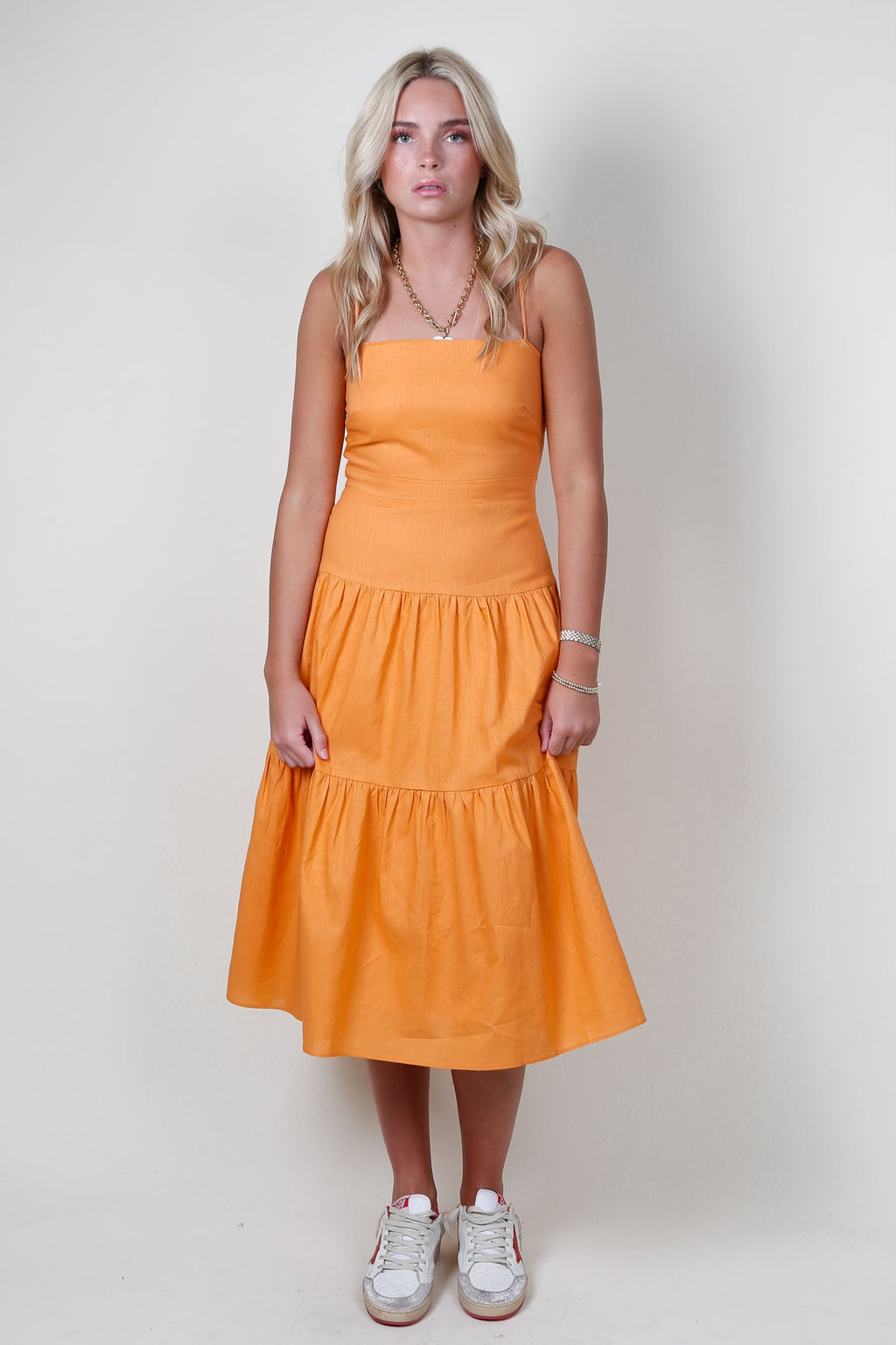 LUCY PARIS | Jill Drop Waist Dress - Orange