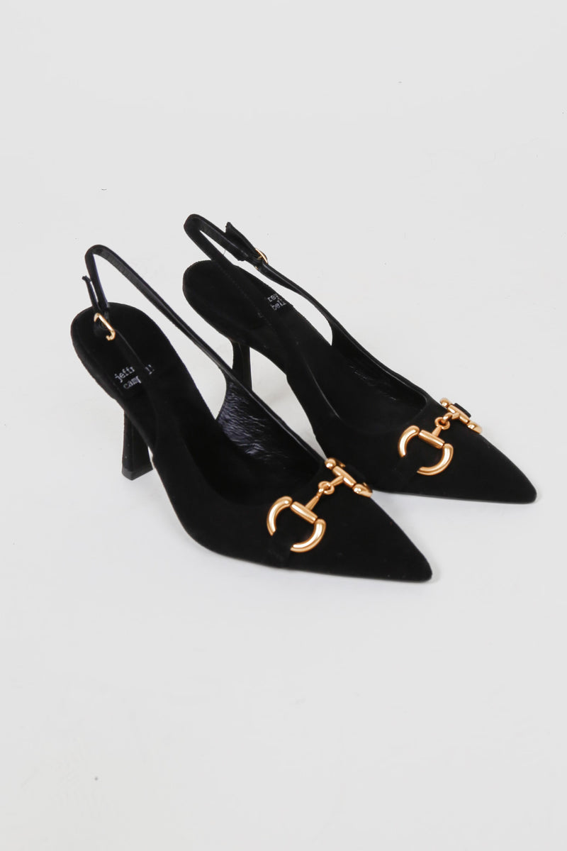 JEFFREY CAMPBELL | Estella Sling Pump - Black Suede