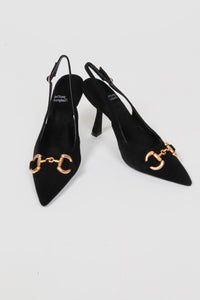 JEFFREY CAMPBELL | Estella Sling Pump - Black Suede