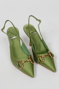 JEFFREY CAMPBELL | Estella Sling Pump - Green Satin