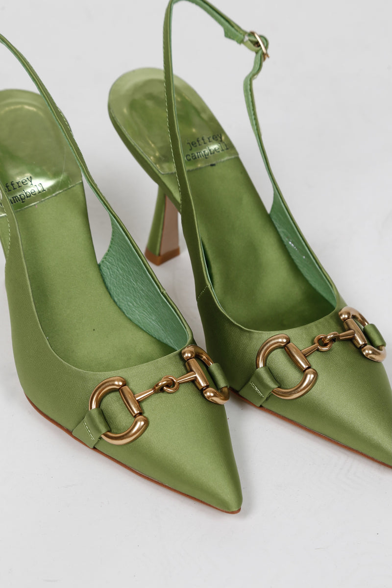 JEFFREY CAMPBELL | Estella Sling Pump - Green Satin
