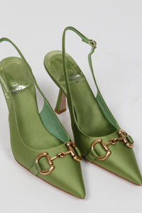 JEFFREY CAMPBELL | Estella Sling Pump - Green Satin