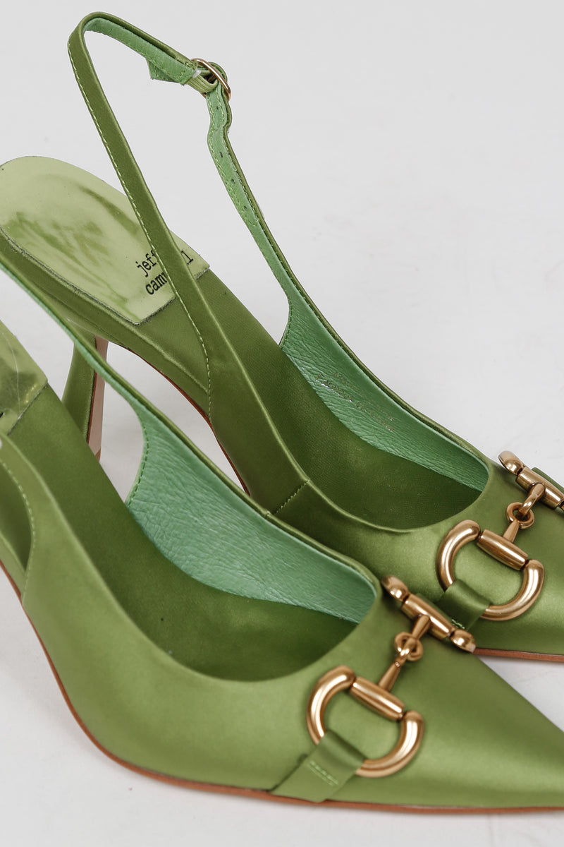 JEFFREY CAMPBELL | Estella Sling Pump - Green Satin