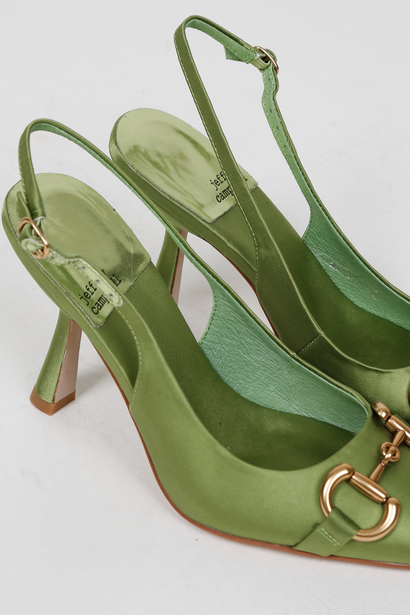 JEFFREY CAMPBELL | Estella Sling Pump - Green Satin