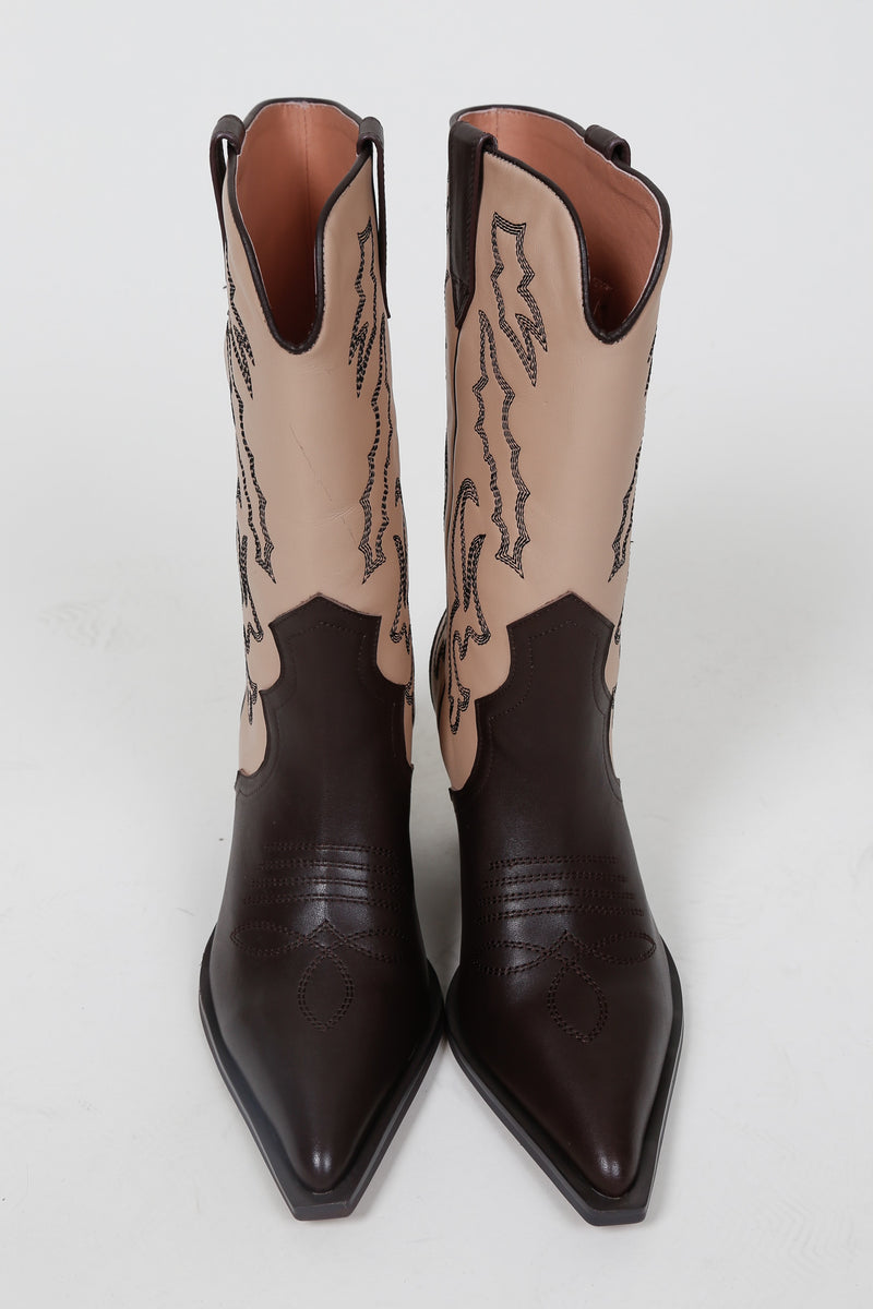 ALIAS MAE | Marley Mid Calf Boots - Chocolate + Cream