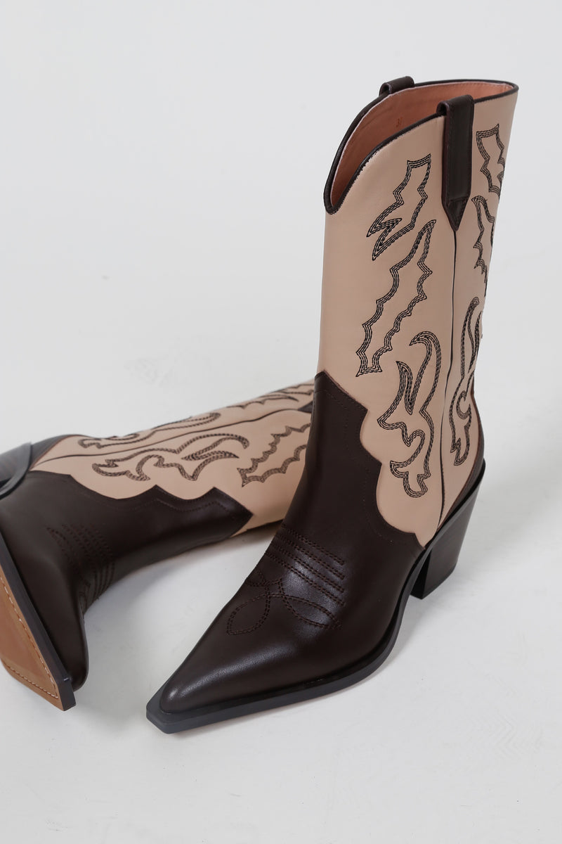 ALIAS MAE | Marley Mid Calf Boots - Chocolate + Cream