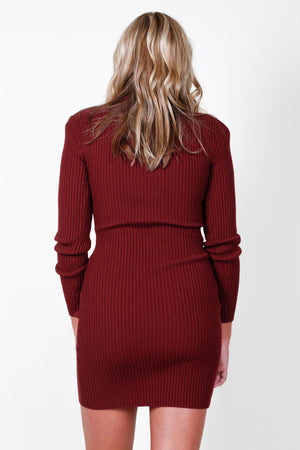 ASTR | Shoulder Pad Sweater Dress - Wine