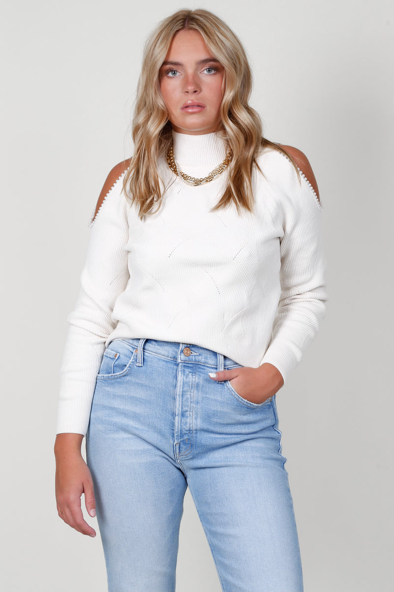 ASTR | Pearl Detail Sweater - Cream