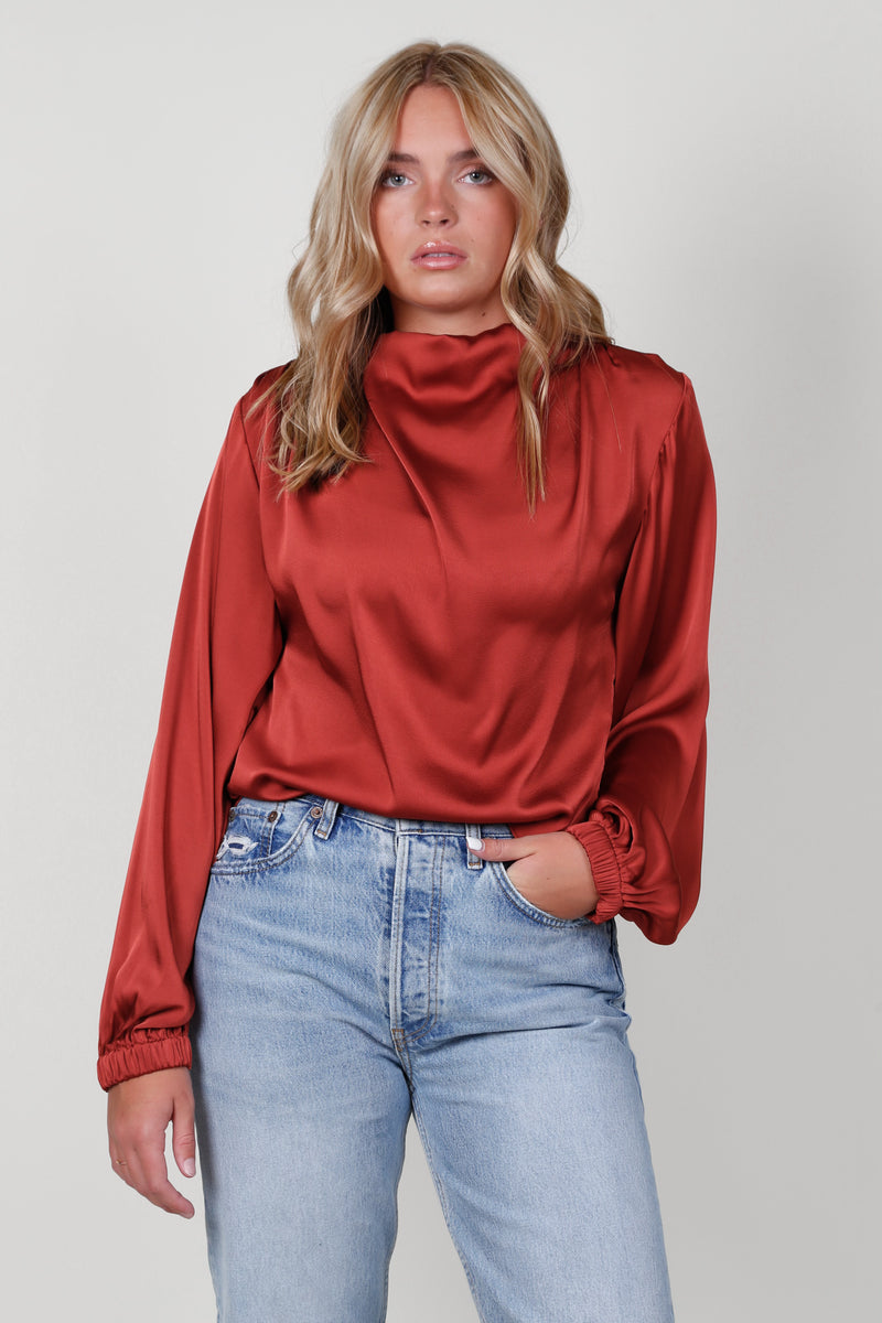 ASTR | Mila Silk Top - Rust