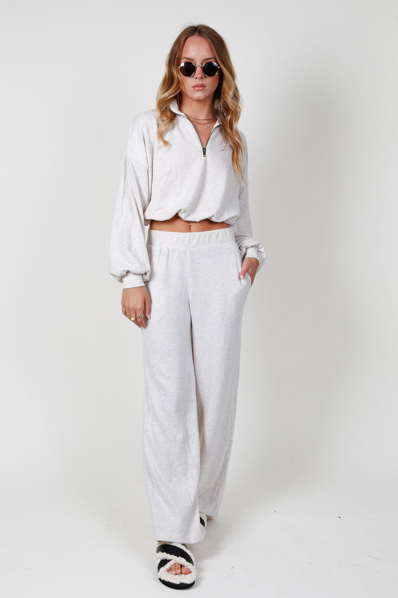 PROJECT SOCIAL T | Rocky Cozy Oatmeal Wide Leg Pant - Oatmeal