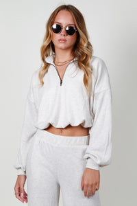 PROJECT SOCIAL T | Rocky Cozy Half Zip Top - Oatmeal