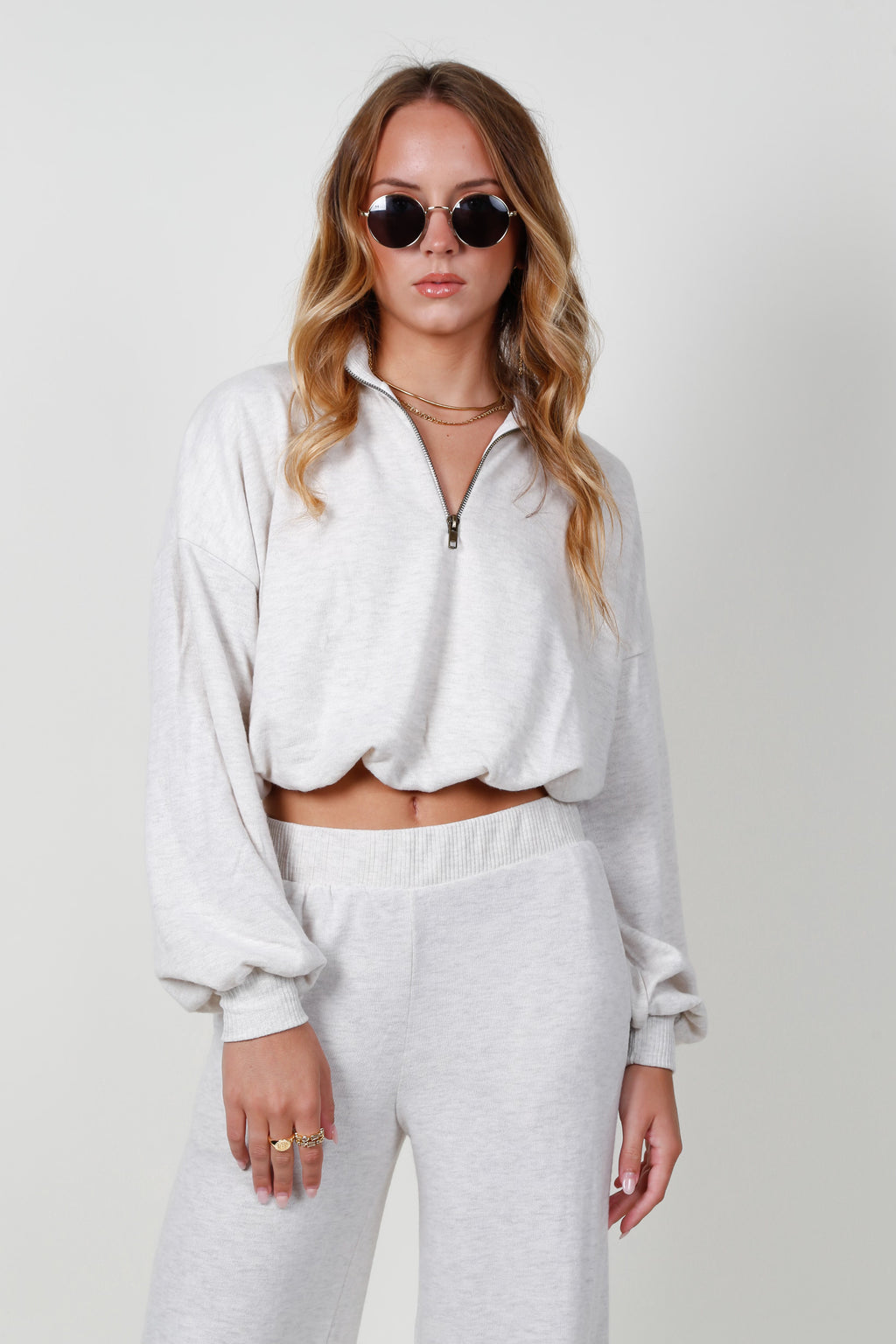 PROJECT SOCIAL T | Rocky Cozy Half Zip Top - Oatmeal