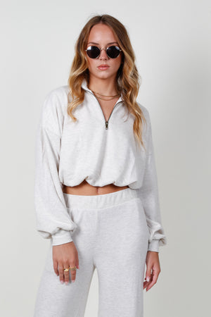PROJECT SOCIAL T | Rocky Cozy Half Zip Top - Oatmeal