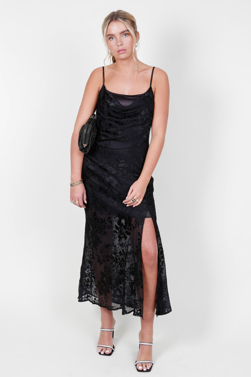 ASTR | The Aubrielle Burnout Maxi Dress - Black