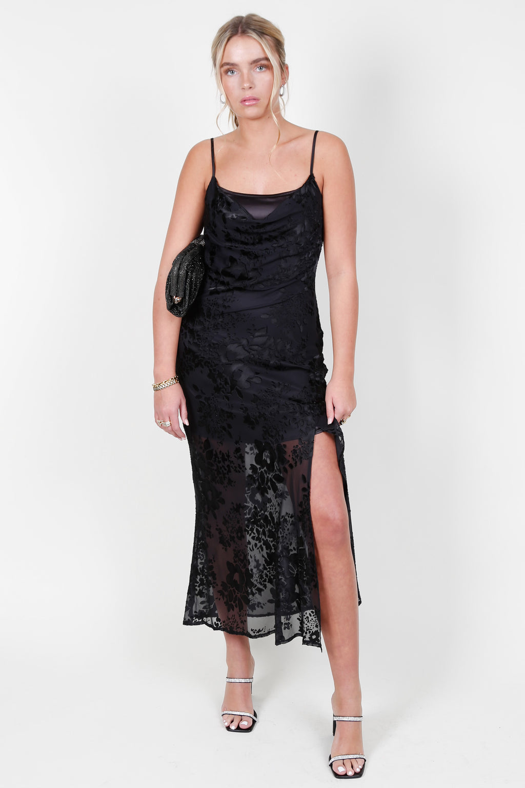 ASTR | The Aubrielle Burnout Maxi Dress - Black