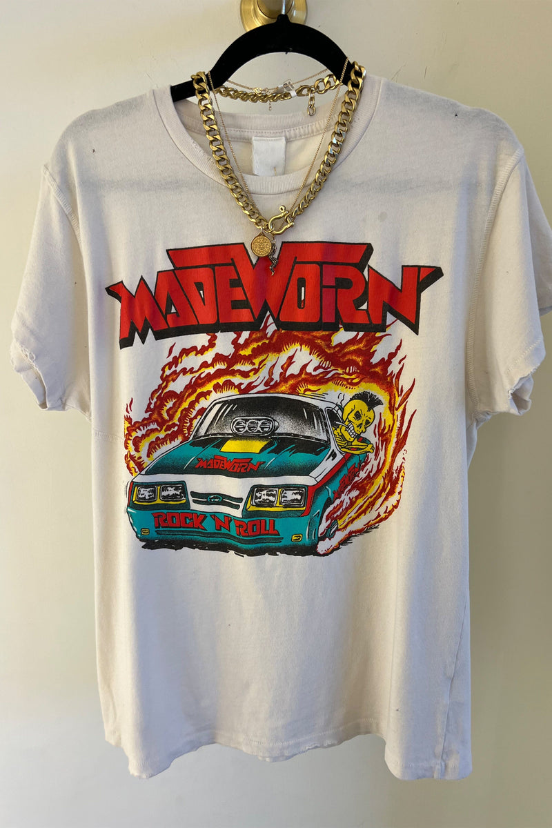 MADEWORN | Rock N' Roll Crew Tee - Vintage White