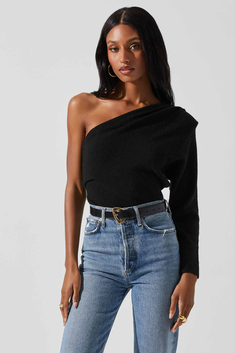 ASTR | Cosima One Shoulder Sweater - Black