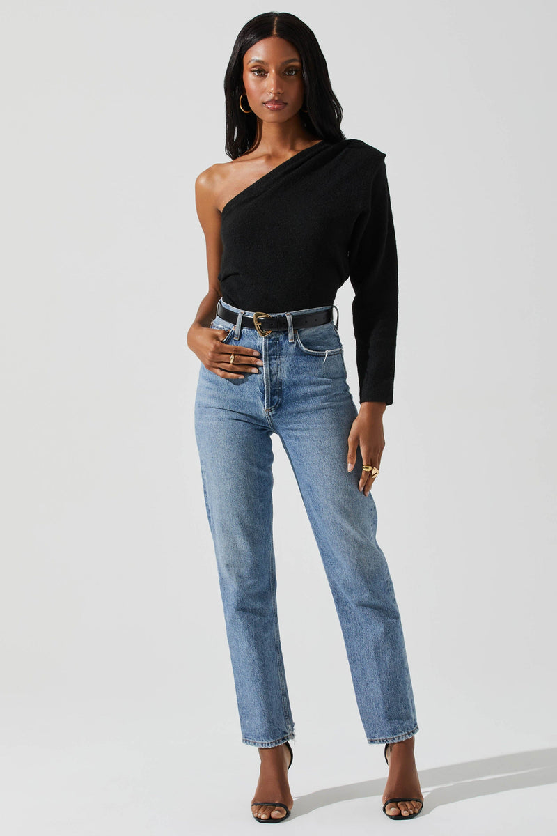 ASTR | Cosima One Shoulder Sweater - Black