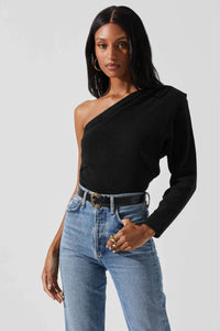 ASTR | Cosima One Shoulder Sweater - Black