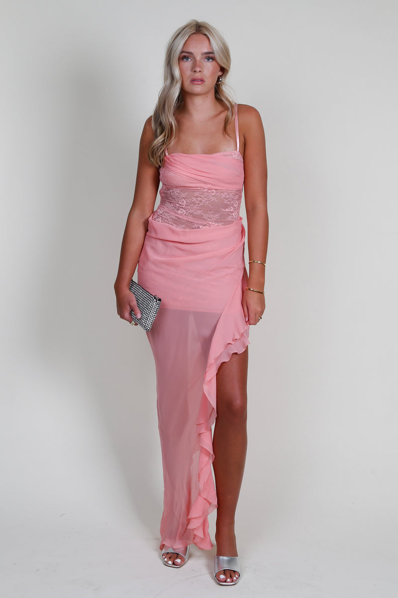BEC + BRIDGE | Liv Asym Dress - Pink Sherbert Scarlet Clothing BEC + BRIDGE | Liv Asym Dress - Pink Sherbert Scarlet Clothing