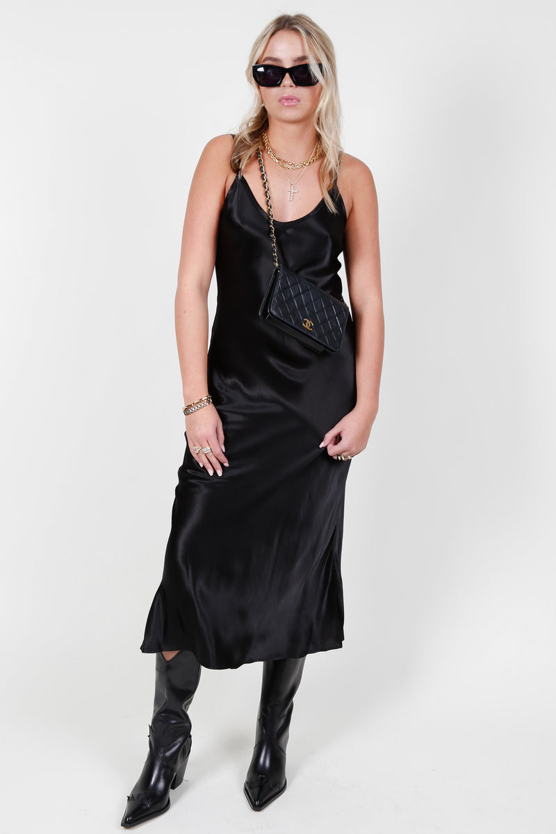 ENZA COSTA | Bias Cut Slip Dress - Black