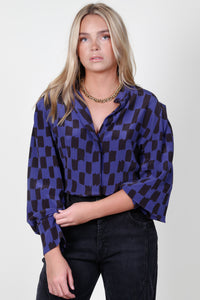 EQUIPMENT | Eloise Long Sleeve Silk Top - Aura Blue