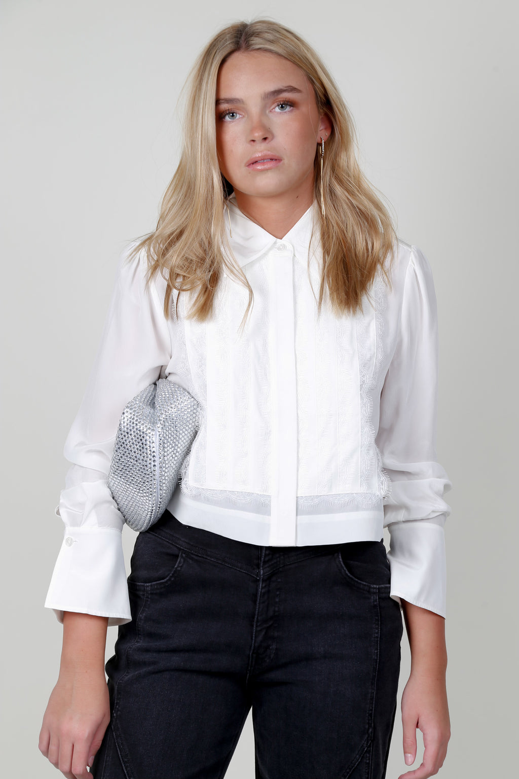 EQUIPMENT | Landon Long Sleeve Silk Shirt - White