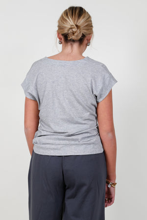 FRAME | Le Mid Rise V Neck - Heather Grey