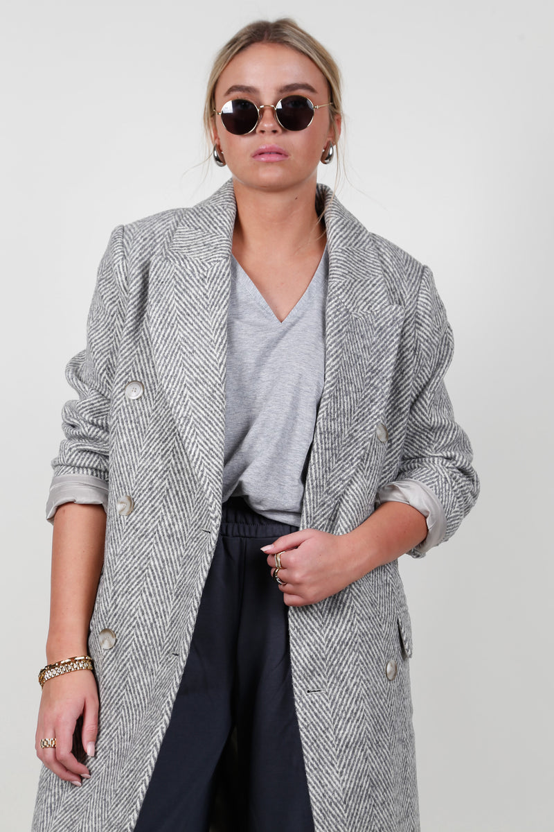ASTR | The Morana Oversized Boucle Coat - Grey