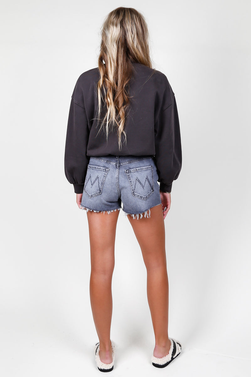 FRAME | Balloon Sleeve Mock Sweatshirt - Faded Black