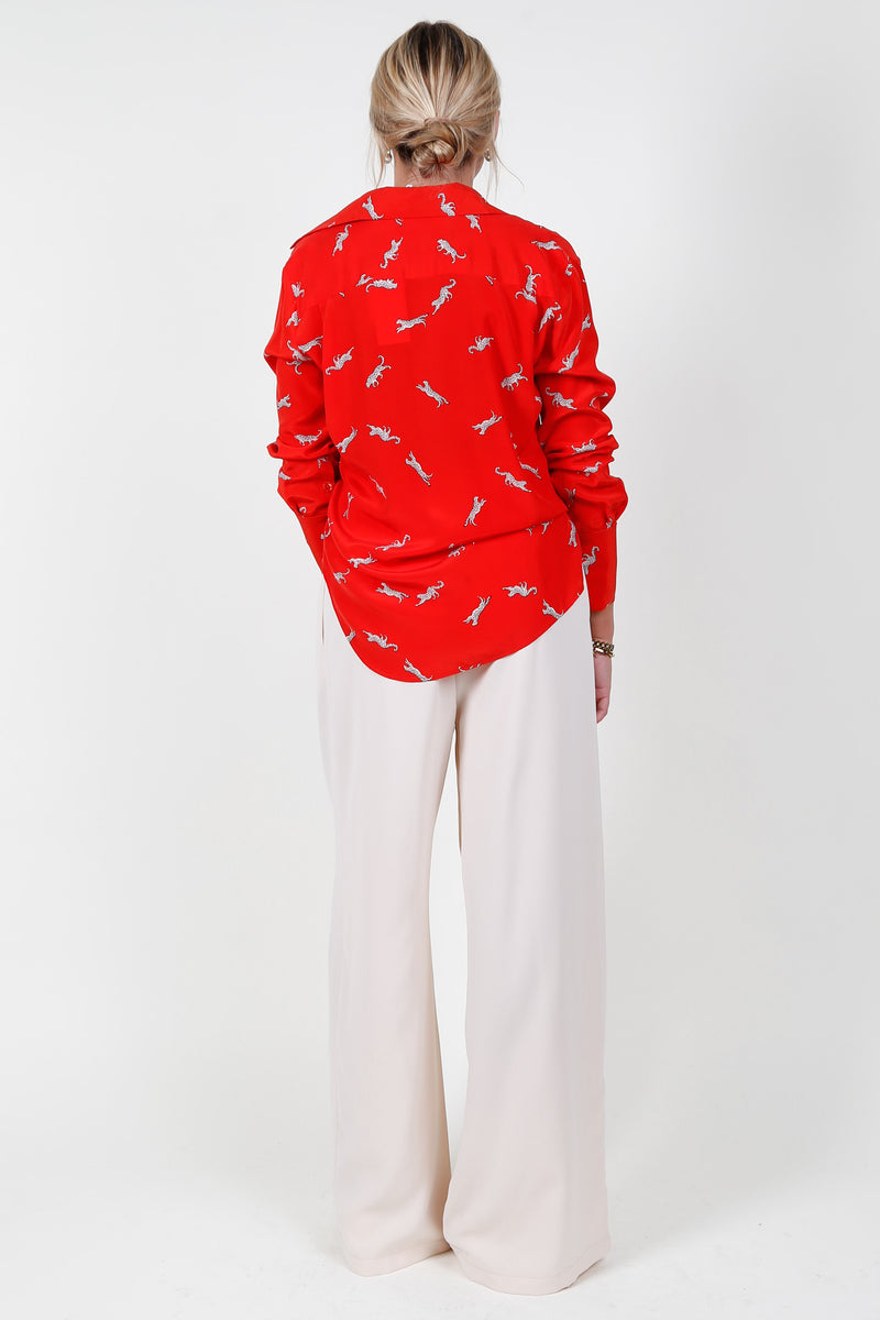 EQUIPMENT |The Quinne Silk Top - Fiery Red