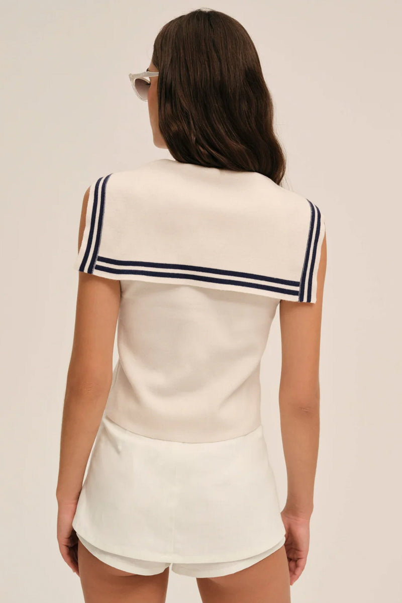 FOR LOVE & LEMONS | Shelly Knit Sailor Top - Cream