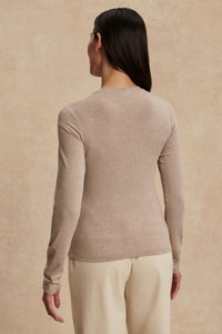 VARLEY | Edna Long Sleeve Fitted Tee - Taupe Marl