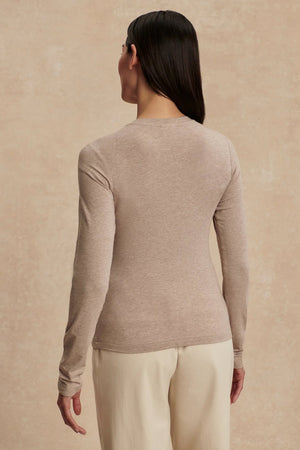 VARLEY | Edna Long Sleeve Fitted Tee - Taupe Marl